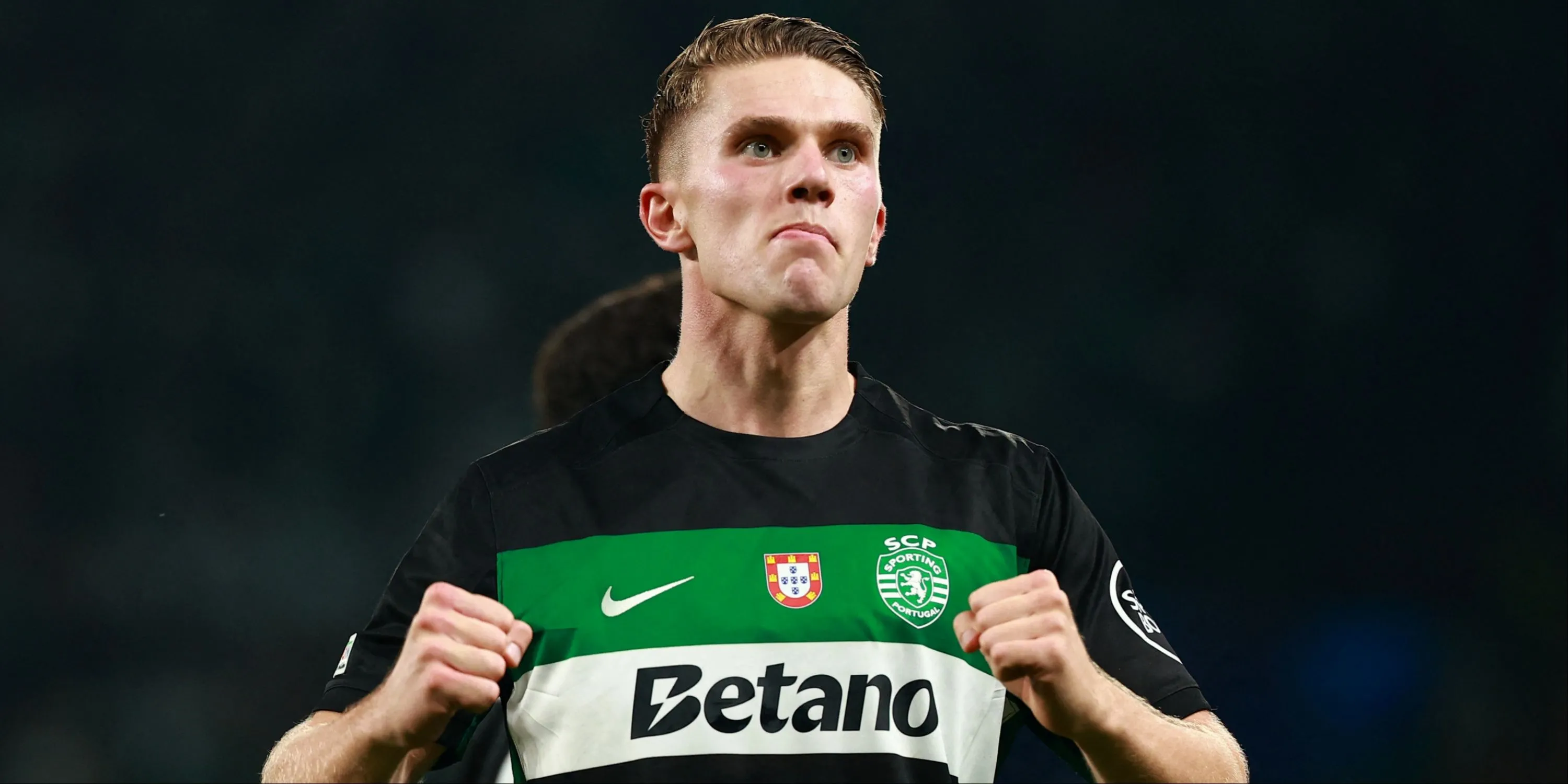 Viktor Gyökeres ăn mừng bàn thắng cho Sporting CP tại Champions League