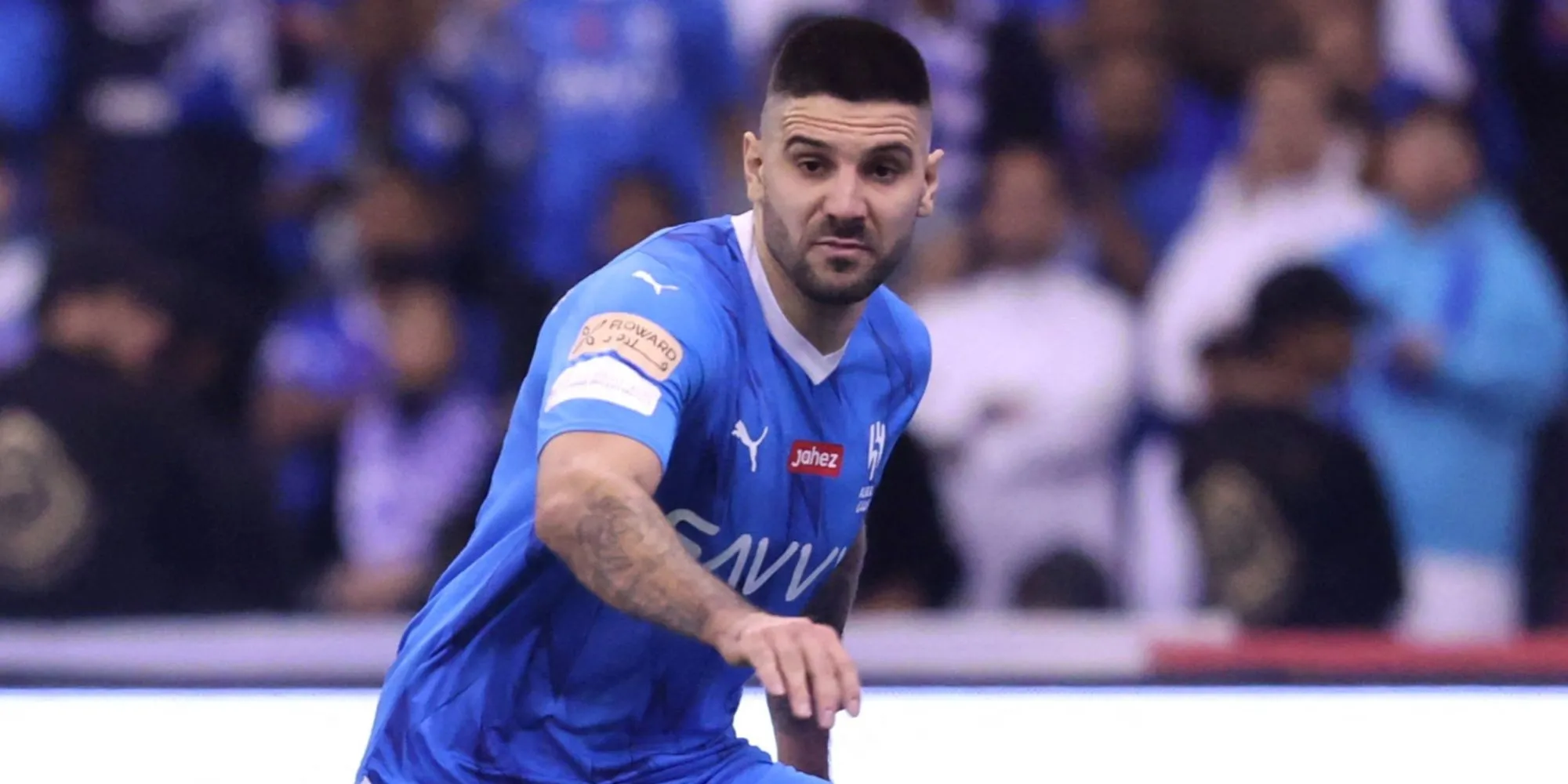 Tiền đạo Aleksandar Mitrovic trong buổi tập của Al-Hilal tại Saudi Arabia.