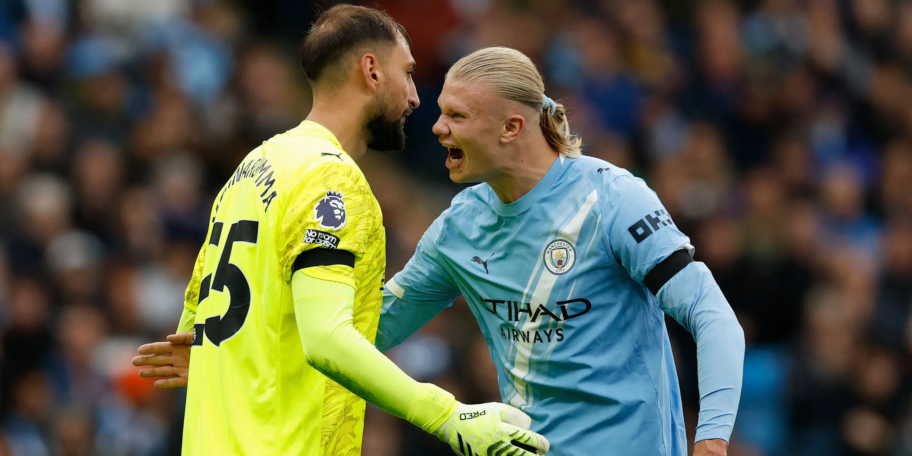 Thủ môn Gianluigi Donnarumma tập luyện cùng đồng đội Erling Haaland tại Man City