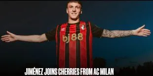 Álex Jiménez trong màu áo Bournemouth sau khi gia nhập từ Milan ngày 1/9/2025